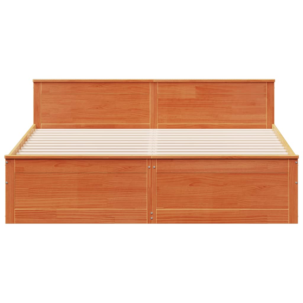 Bedframe zonder matras met hoofdbord grenenhout bruin 180x200cm is nu te koop bij PeponiXL, paradijselijk wonen!