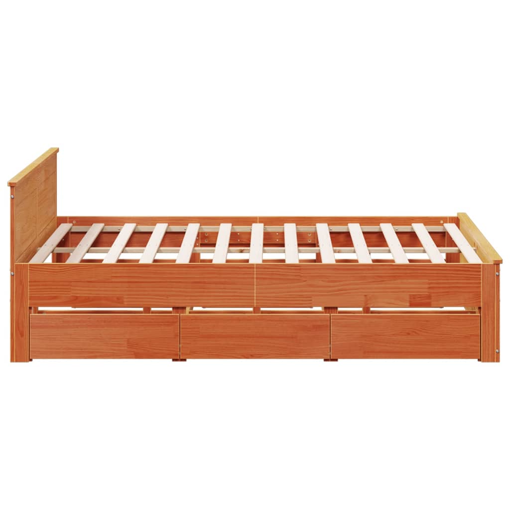 Bedframe zonder matras met hoofdbord grenenhout bruin 180x200cm is nu te koop bij PeponiXL, paradijselijk wonen!