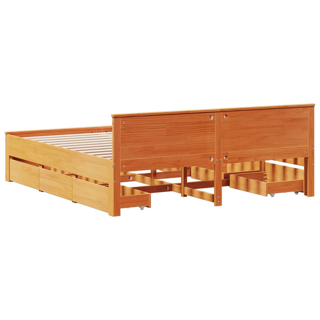 Bedframe zonder matras met hoofdbord grenenhout bruin 180x200cm is nu te koop bij PeponiXL, paradijselijk wonen!