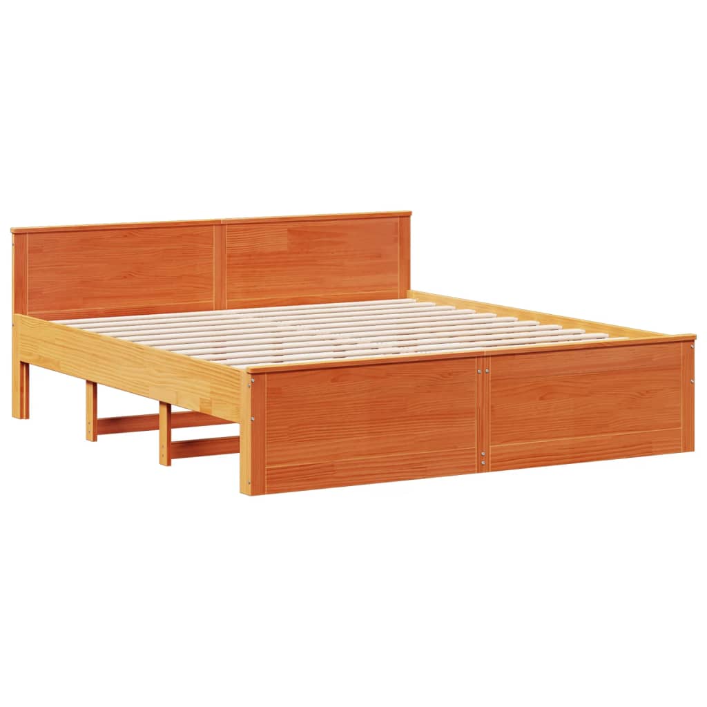 Bedframe zonder matras met hoofdbord grenenhout bruin 180x200cm is nu te koop bij PeponiXL, paradijselijk wonen!