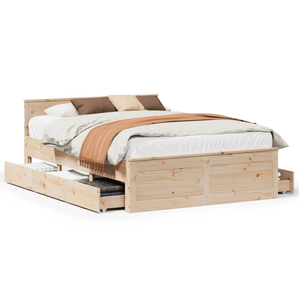 Bedframe zonder matras met hoofdbord grenenhout 160x200 cm is nu te koop bij PeponiXL, paradijselijk wonen!