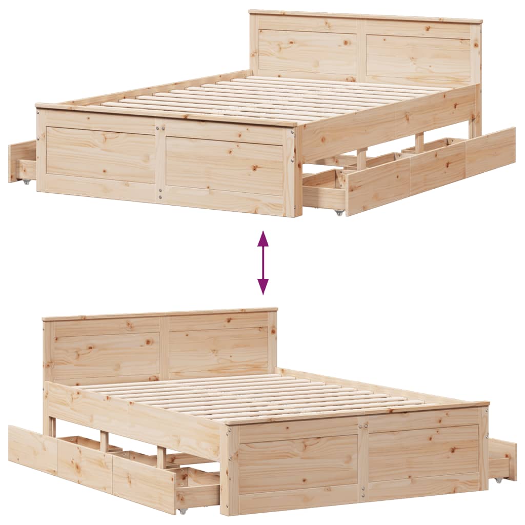 Bedframe zonder matras met hoofdbord grenenhout 160x200 cm is nu te koop bij PeponiXL, paradijselijk wonen!