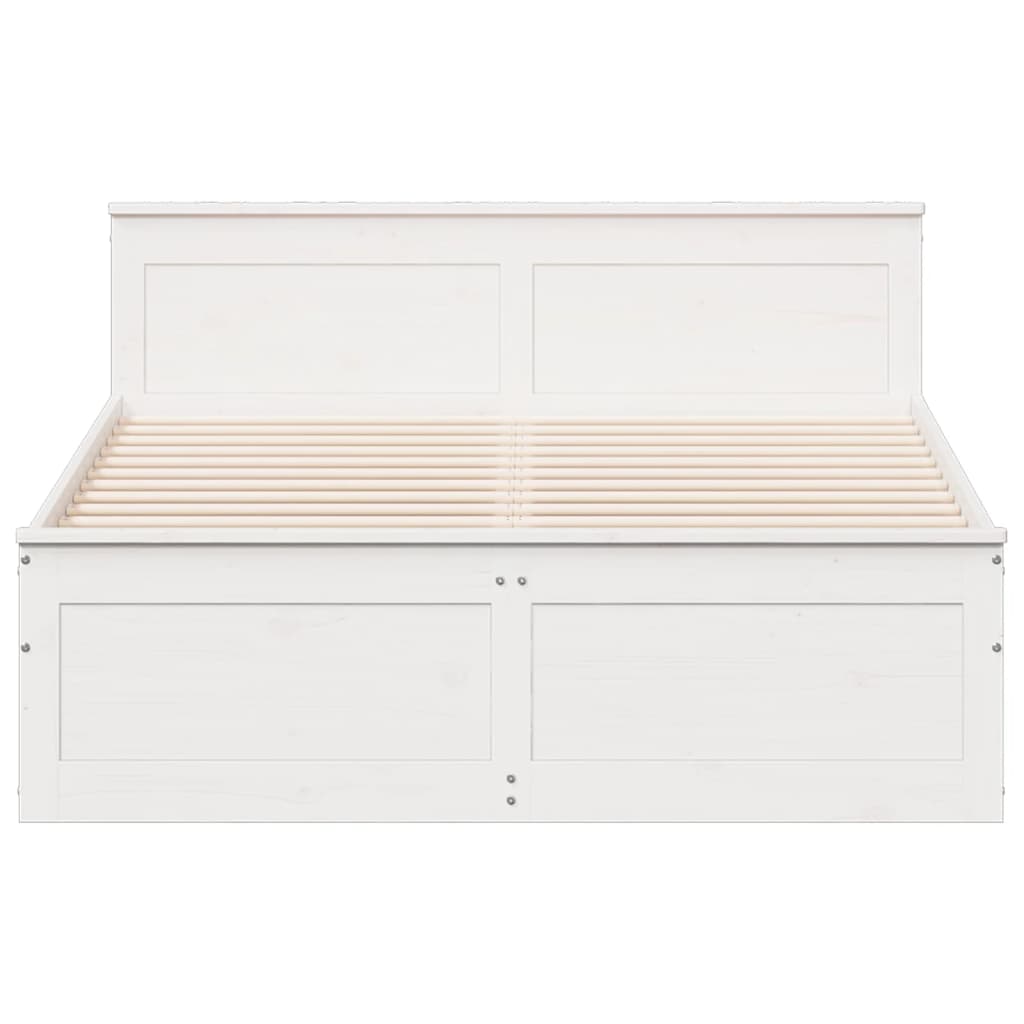 Bedframe zonder matras met hoofdbord grenenhout wit 160x200 cm