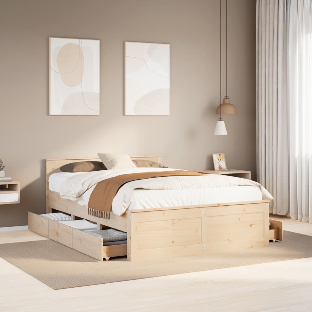 Bedframe zonder matras met hoofdbord grenenhout 150x200 cm is nu te koop bij PeponiXL, paradijselijk wonen!