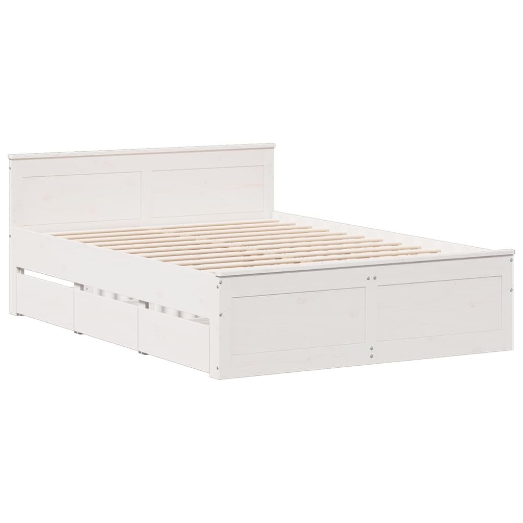 Bedframe zonder matras met hoofdbord grenenhout wit 150x200 cm is nu te koop bij PeponiXL, paradijselijk wonen!