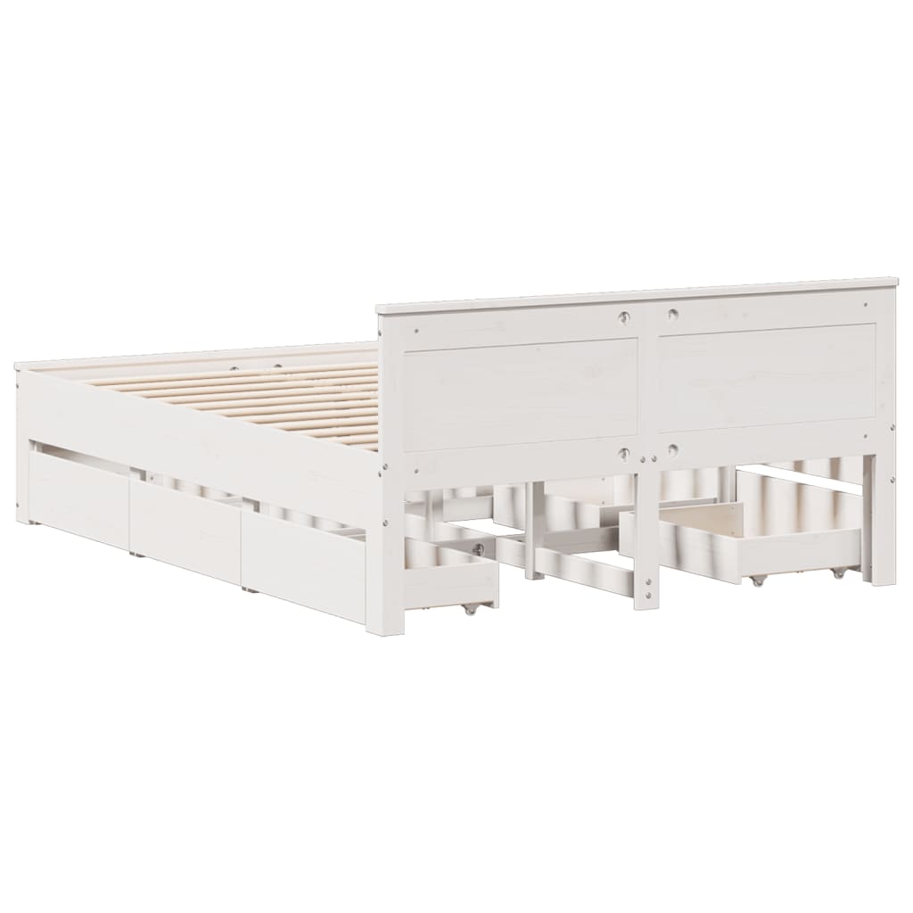 Bedframe zonder matras met hoofdbord grenenhout wit 150x200 cm is nu te koop bij PeponiXL, paradijselijk wonen!