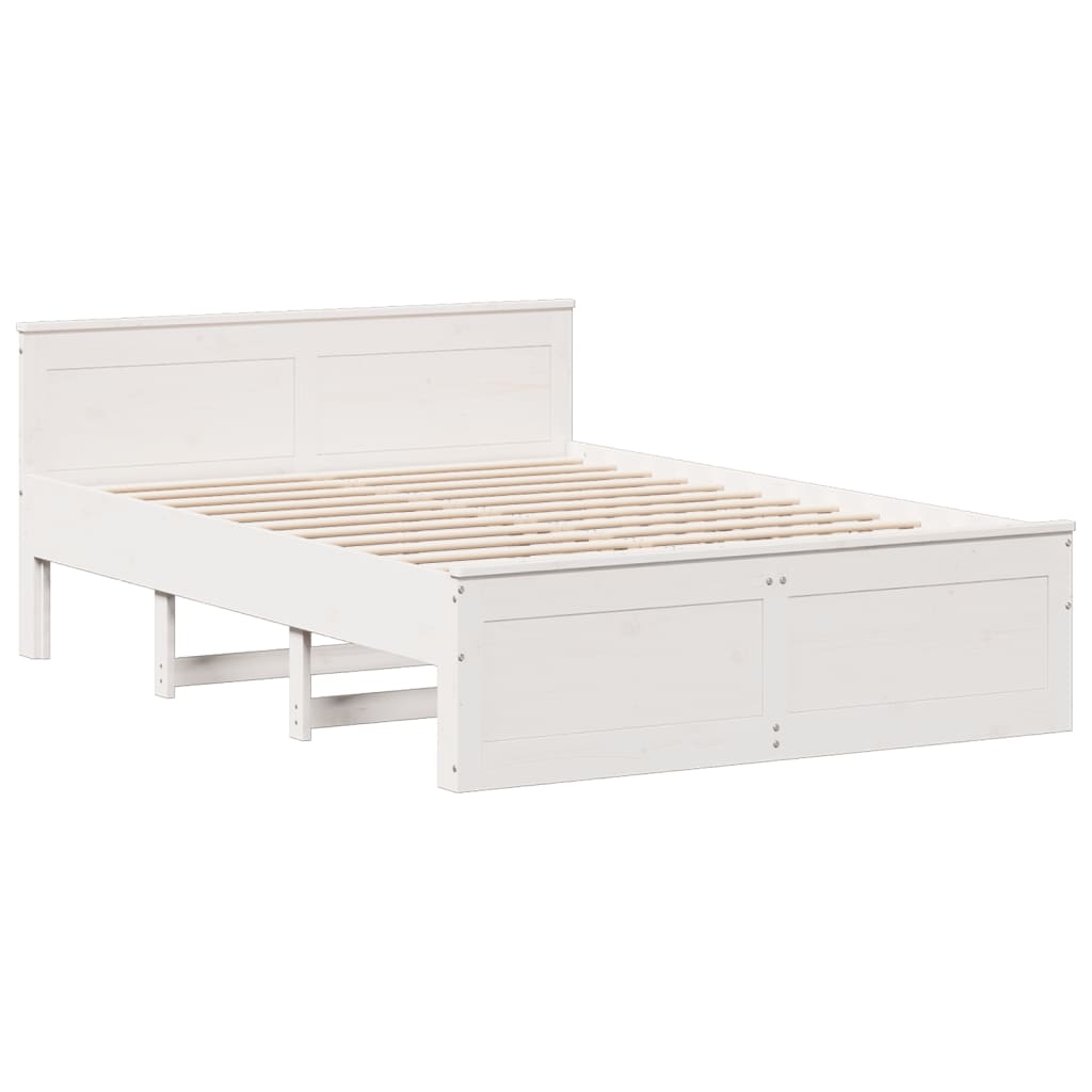 Bedframe zonder matras met hoofdbord grenenhout wit 150x200 cm is nu te koop bij PeponiXL, paradijselijk wonen!