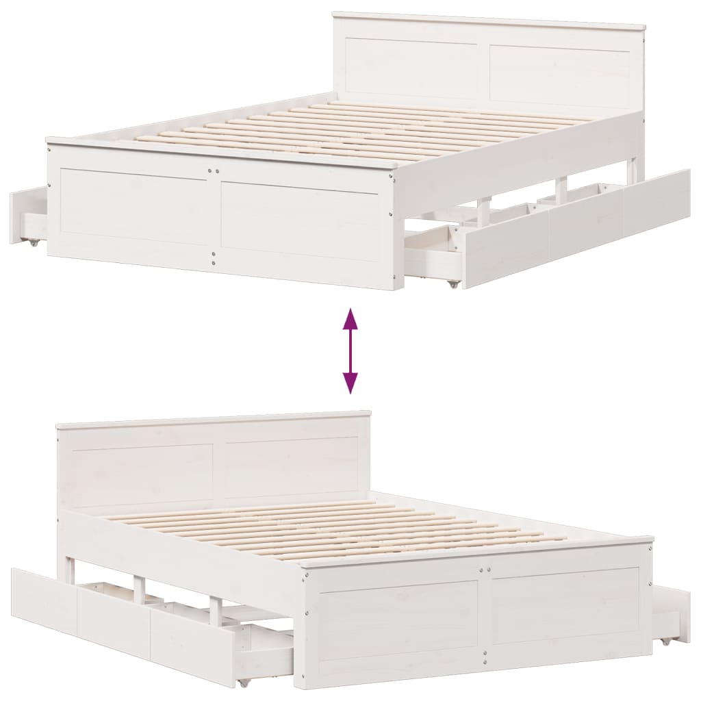 Bedframe zonder matras met hoofdbord grenenhout wit 150x200 cm is nu te koop bij PeponiXL, paradijselijk wonen!