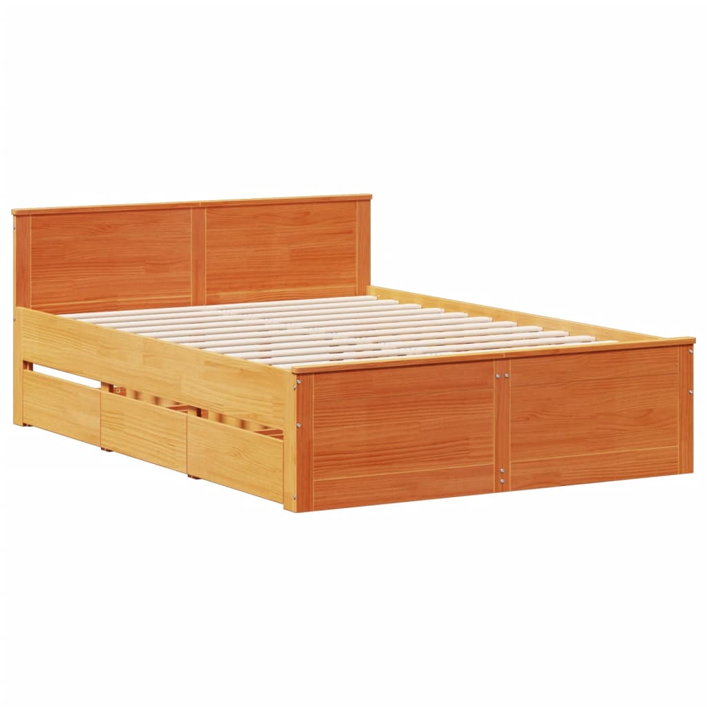 Bedframe zonder matras met hoofdbord hout wasbruin 150x200 cm is nu te koop bij PeponiXL, paradijselijk wonen!