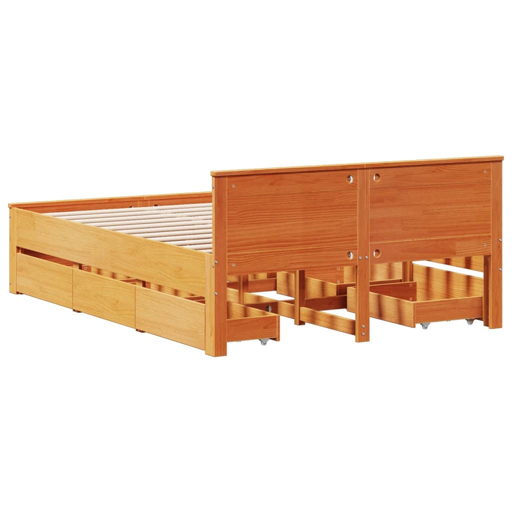 Bedframe zonder matras met hoofdbord hout wasbruin 150x200 cm is nu te koop bij PeponiXL, paradijselijk wonen!