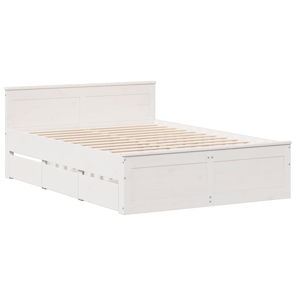 Bedframe zonder matras met hoofdbord grenenhout wit 140x200 cm is nu te koop bij PeponiXL, paradijselijk wonen!