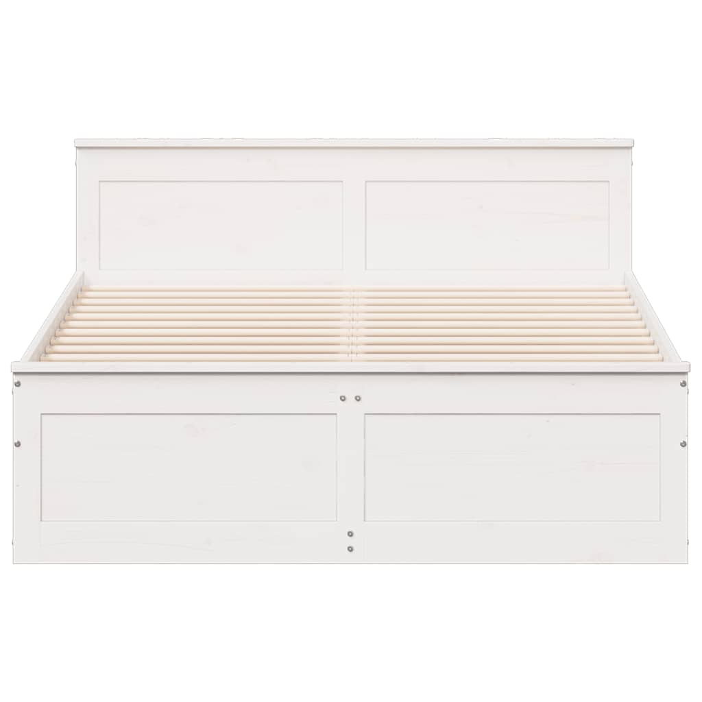 Bedframe zonder matras met hoofdbord grenenhout wit 140x200 cm is nu te koop bij PeponiXL, paradijselijk wonen!