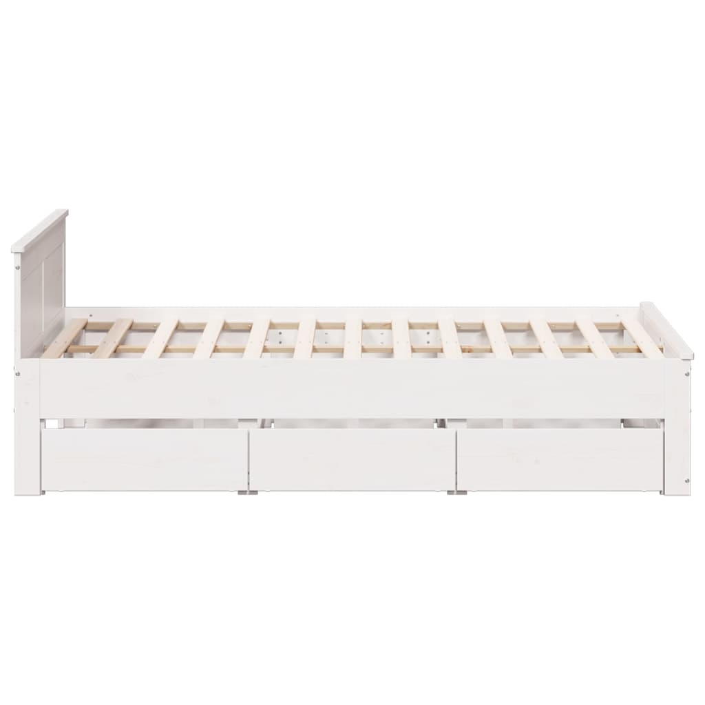 Bedframe zonder matras met hoofdbord grenenhout wit 140x200 cm is nu te koop bij PeponiXL, paradijselijk wonen!