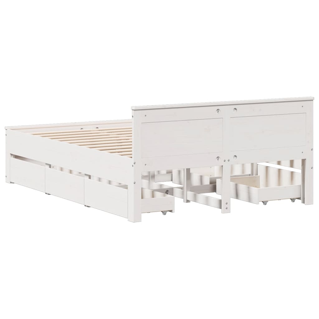 Bedframe zonder matras met hoofdbord grenenhout wit 140x200 cm is nu te koop bij PeponiXL, paradijselijk wonen!