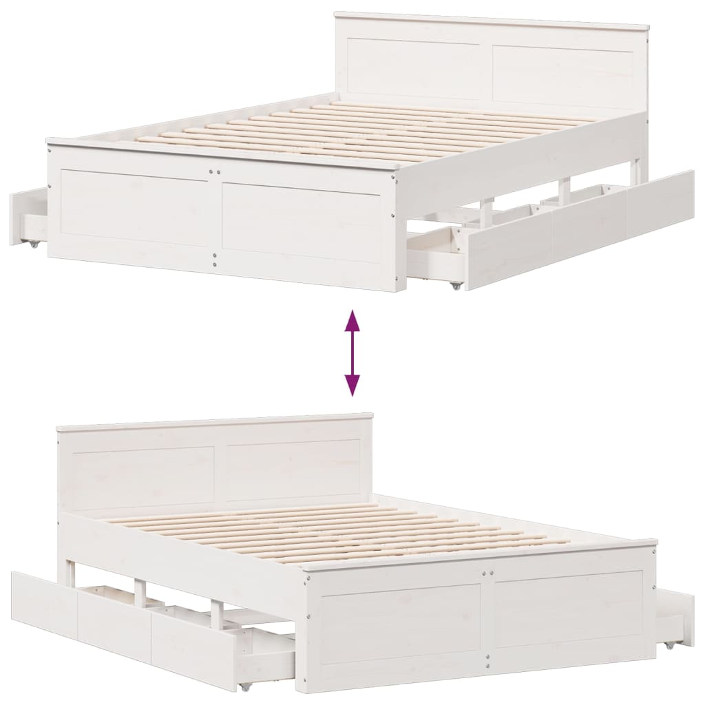 Bedframe zonder matras met hoofdbord grenenhout wit 140x200 cm is nu te koop bij PeponiXL, paradijselijk wonen!
