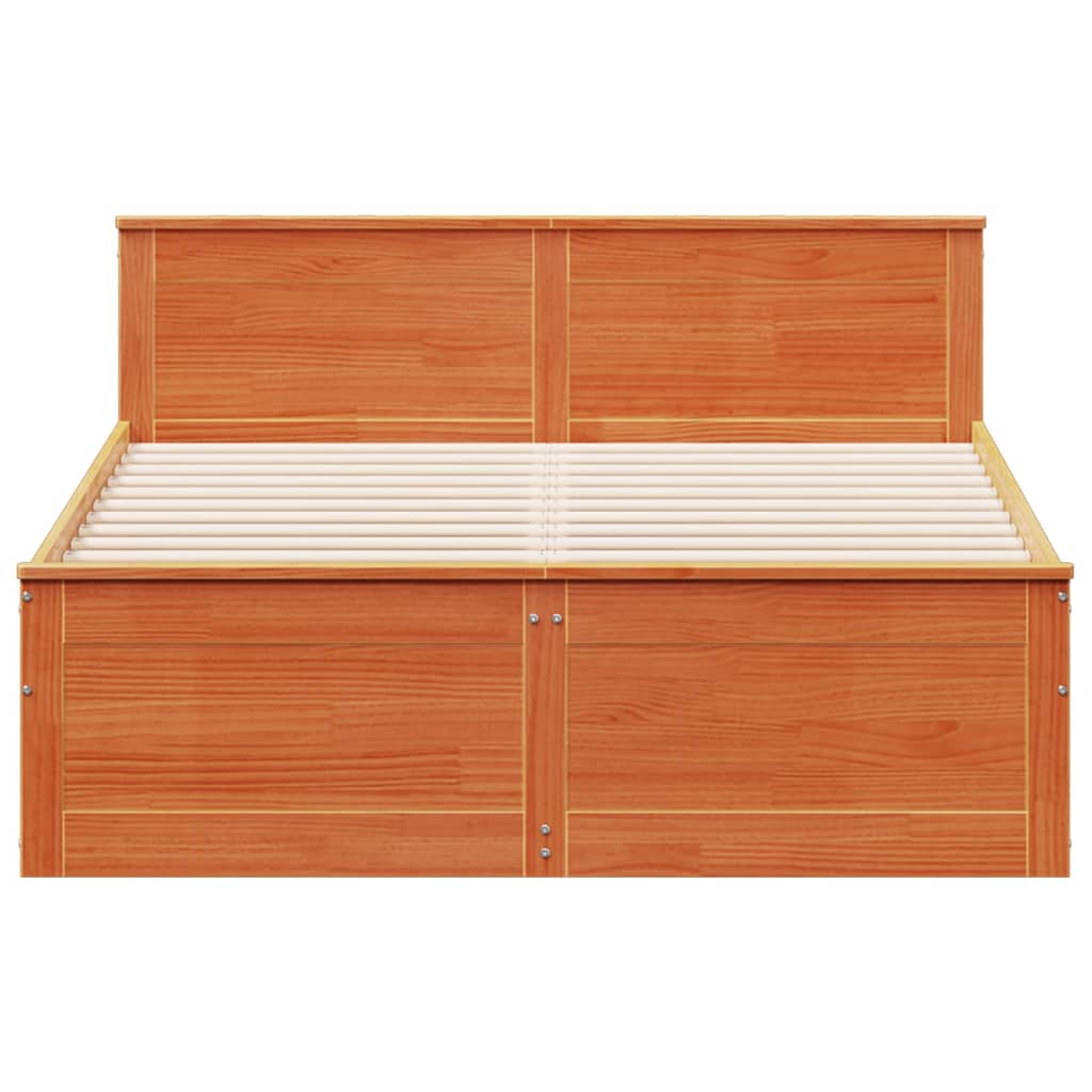Bedframe zonder matras met hoofdbord hout wasbruin 140x200 cm is nu te koop bij PeponiXL, paradijselijk wonen!