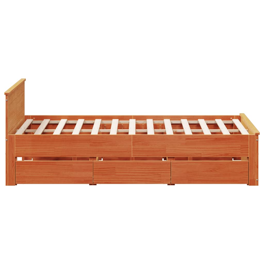 Bedframe zonder matras met hoofdbord hout wasbruin 140x200 cm is nu te koop bij PeponiXL, paradijselijk wonen!