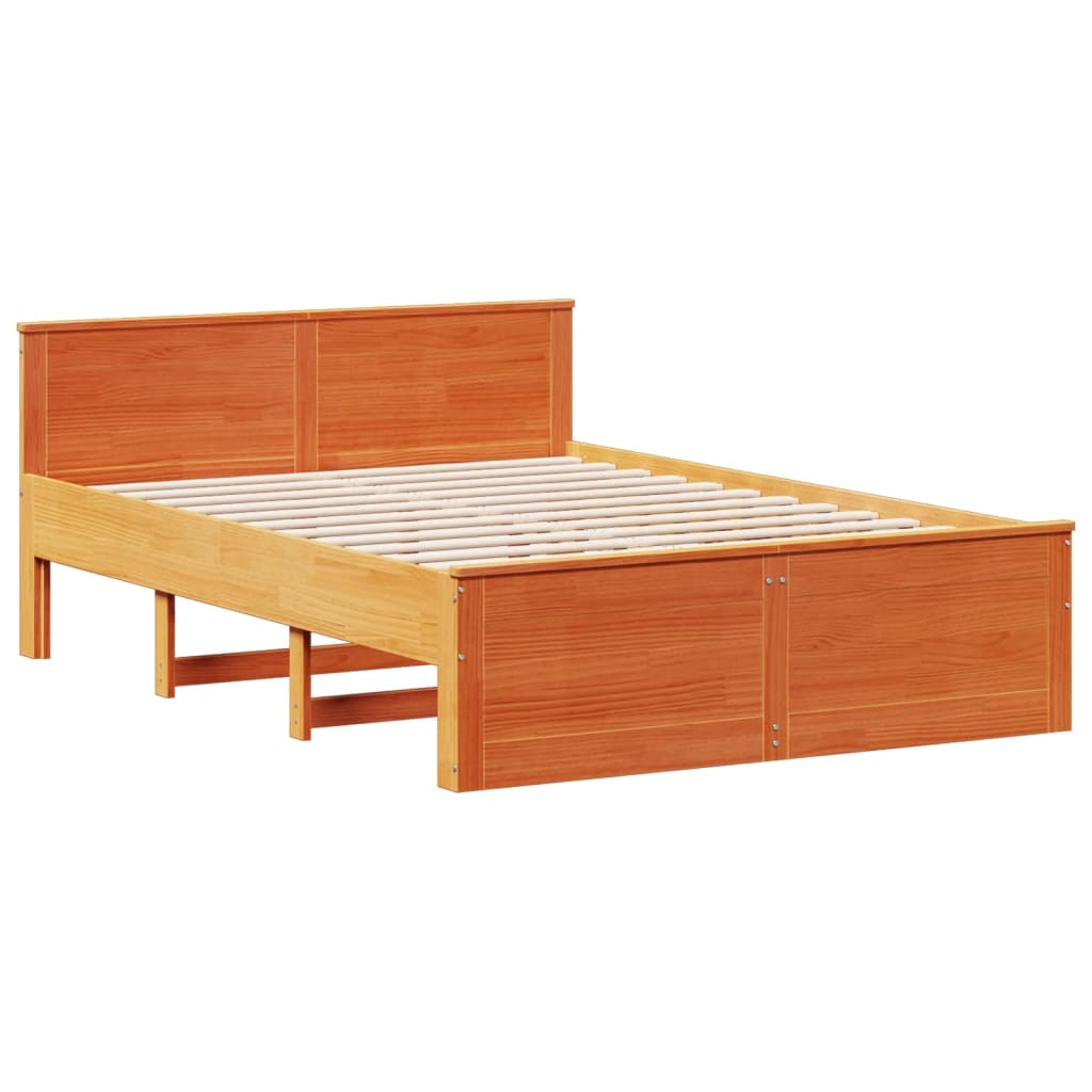 Bedframe zonder matras met hoofdbord hout wasbruin 140x200 cm is nu te koop bij PeponiXL, paradijselijk wonen!
