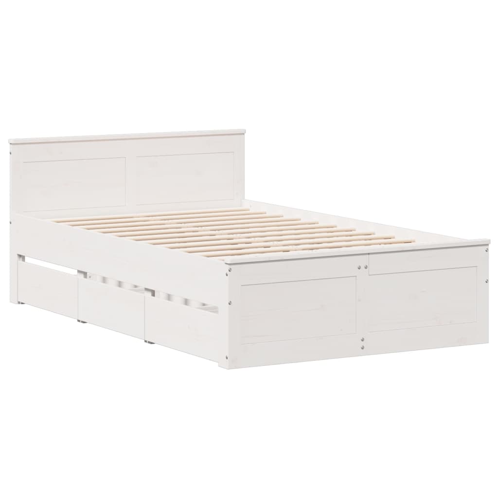 Bedframe zonder matras met hoofdbord grenenhout wit 120x200 cm is nu te koop bij PeponiXL, paradijselijk wonen!