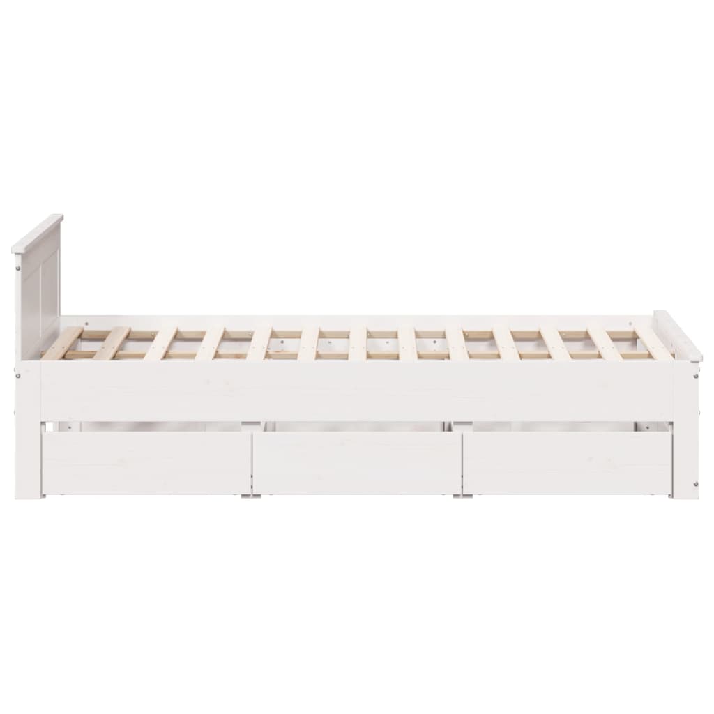 Bedframe zonder matras met hoofdbord grenenhout wit 120x200 cm is nu te koop bij PeponiXL, paradijselijk wonen!