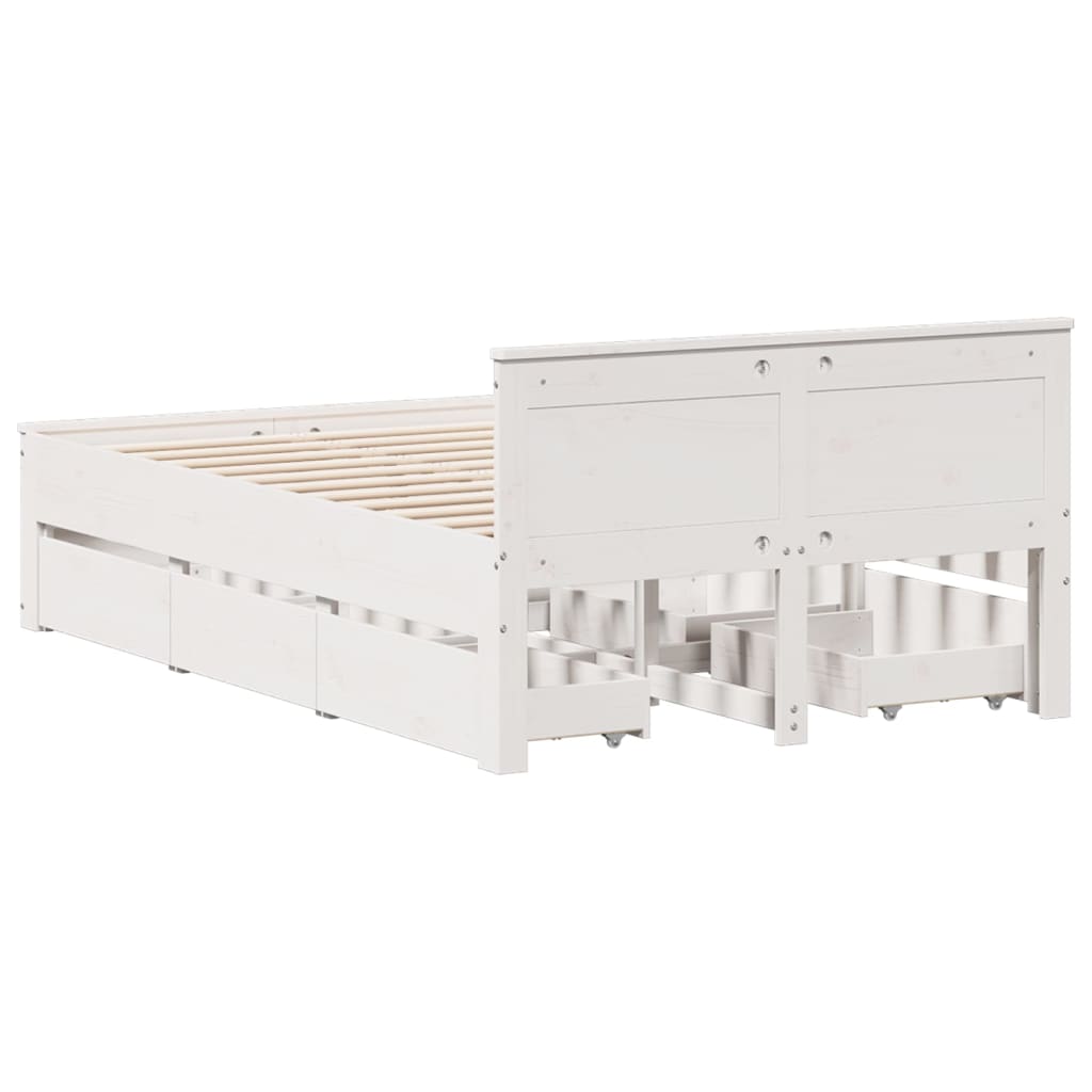 Bedframe zonder matras met hoofdbord grenenhout wit 120x200 cm is nu te koop bij PeponiXL, paradijselijk wonen!