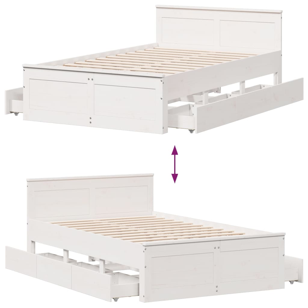 Bedframe zonder matras met hoofdbord grenenhout wit 120x200 cm is nu te koop bij PeponiXL, paradijselijk wonen!