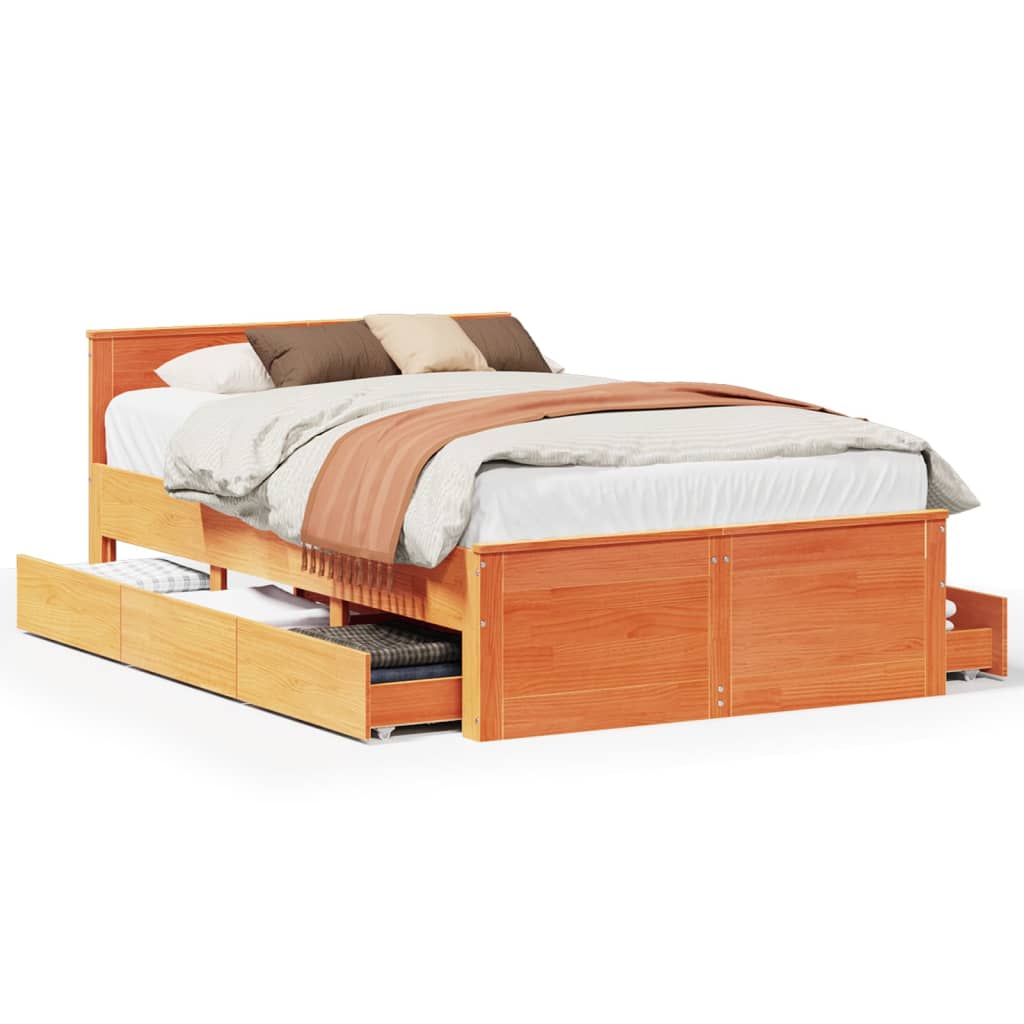 Bedframe zonder matras met hoofdbord hout wasbruin 120x200 cm is nu te koop bij PeponiXL, paradijselijk wonen!