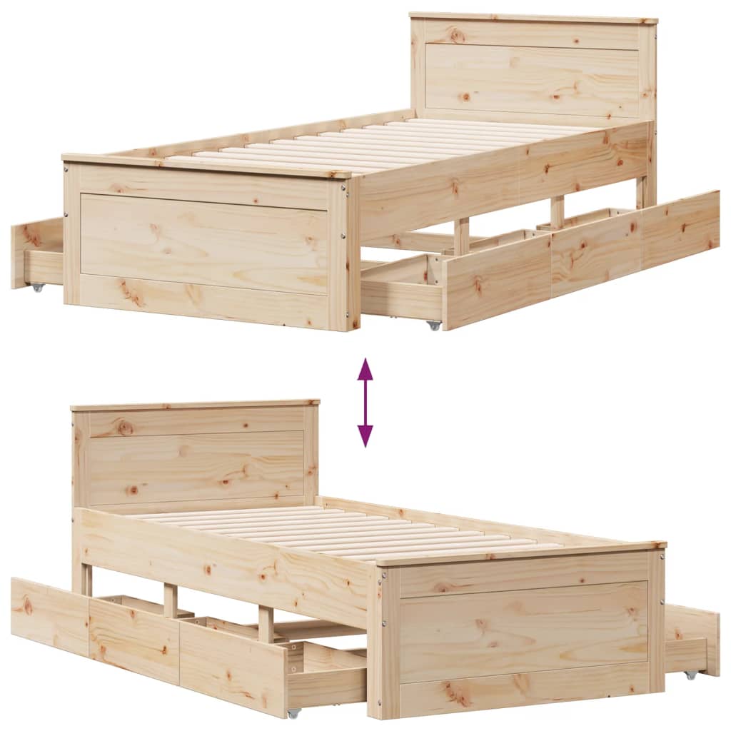Bedframe zonder matras met hoofdbord grenenhout 90x200 cm is nu te koop bij PeponiXL, paradijselijk wonen!