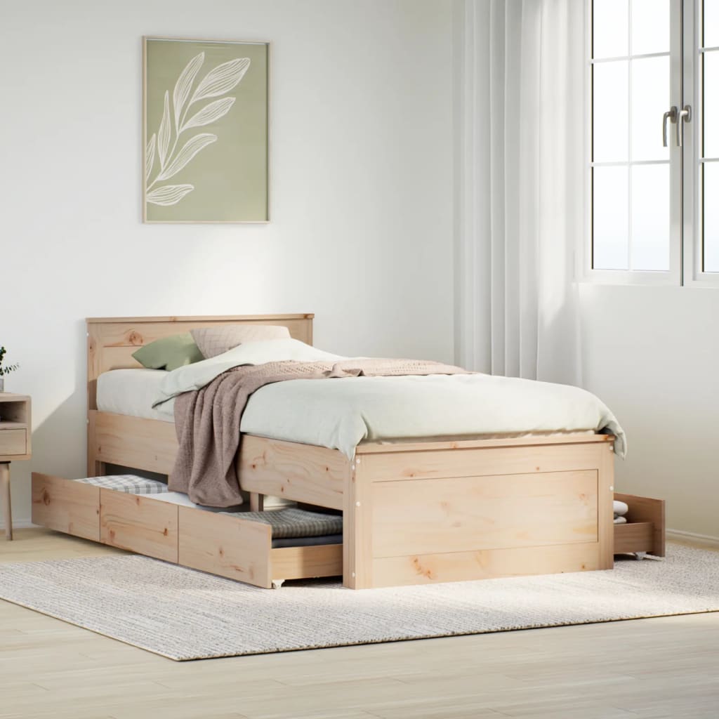 Bedframe zonder matras met hoofdbord grenenhout 90x200 cm is nu te koop bij PeponiXL, paradijselijk wonen!