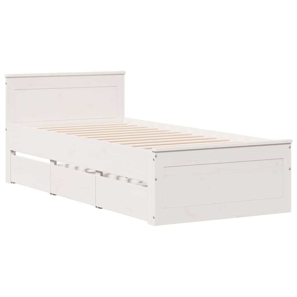 Bedframe zonder matras met hoofdbord grenenhout wit 90x200 cm is nu te koop bij PeponiXL, paradijselijk wonen!
