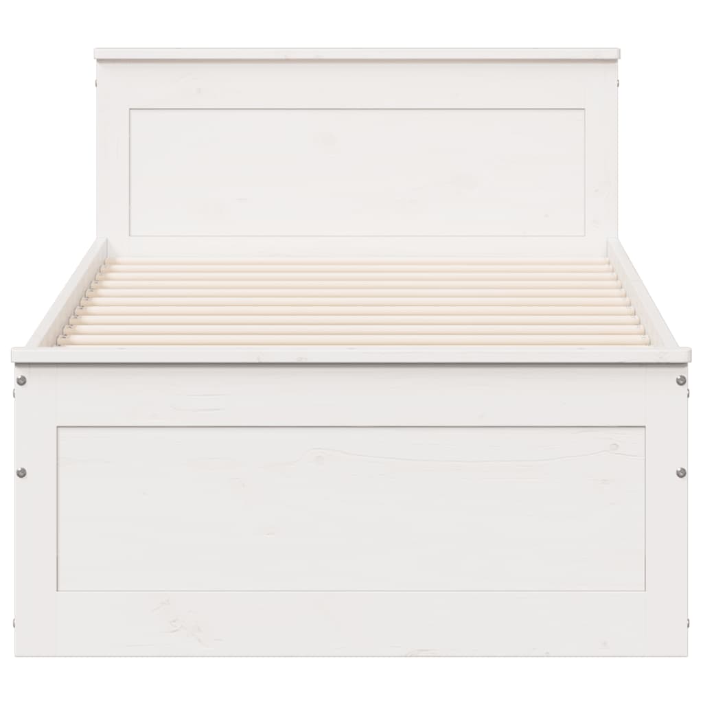 Bedframe zonder matras met hoofdbord grenenhout wit 90x200 cm is nu te koop bij PeponiXL, paradijselijk wonen!