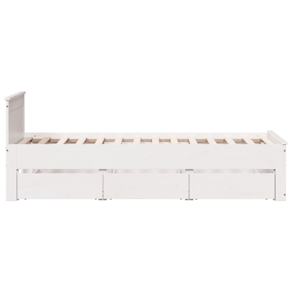 Bedframe zonder matras met hoofdbord grenenhout wit 90x200 cm is nu te koop bij PeponiXL, paradijselijk wonen!