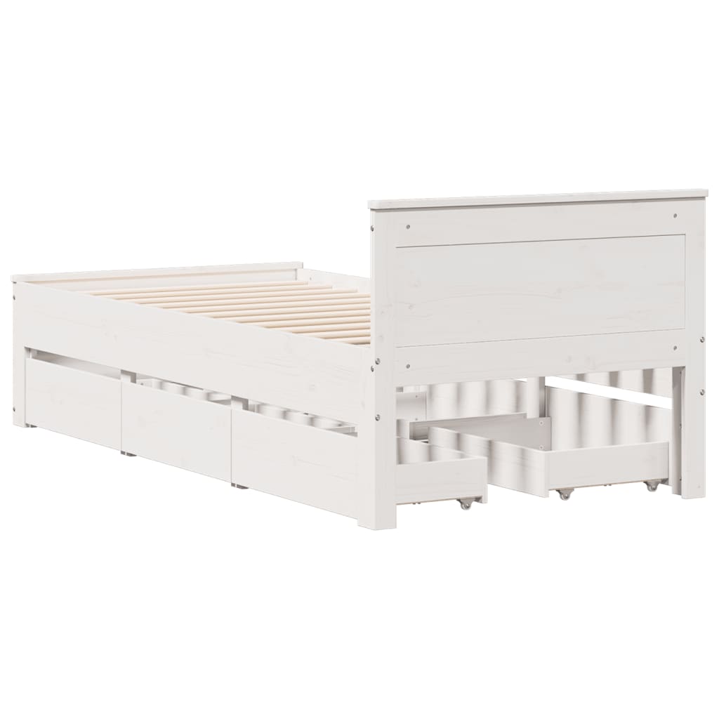 Bedframe zonder matras met hoofdbord grenenhout wit 90x200 cm is nu te koop bij PeponiXL, paradijselijk wonen!