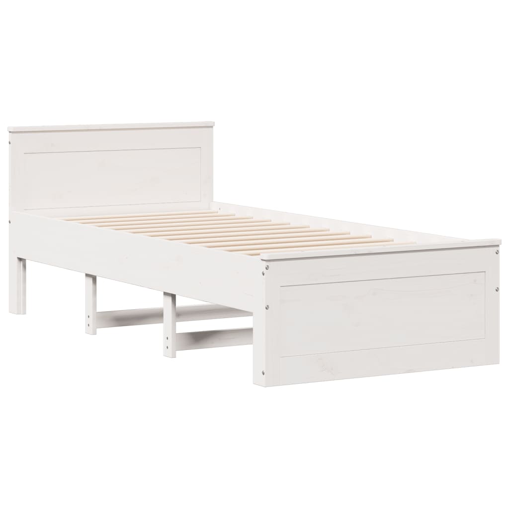 Bedframe zonder matras met hoofdbord grenenhout wit 90x200 cm is nu te koop bij PeponiXL, paradijselijk wonen!
