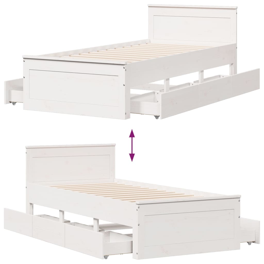 Bedframe zonder matras met hoofdbord grenenhout wit 90x200 cm is nu te koop bij PeponiXL, paradijselijk wonen!