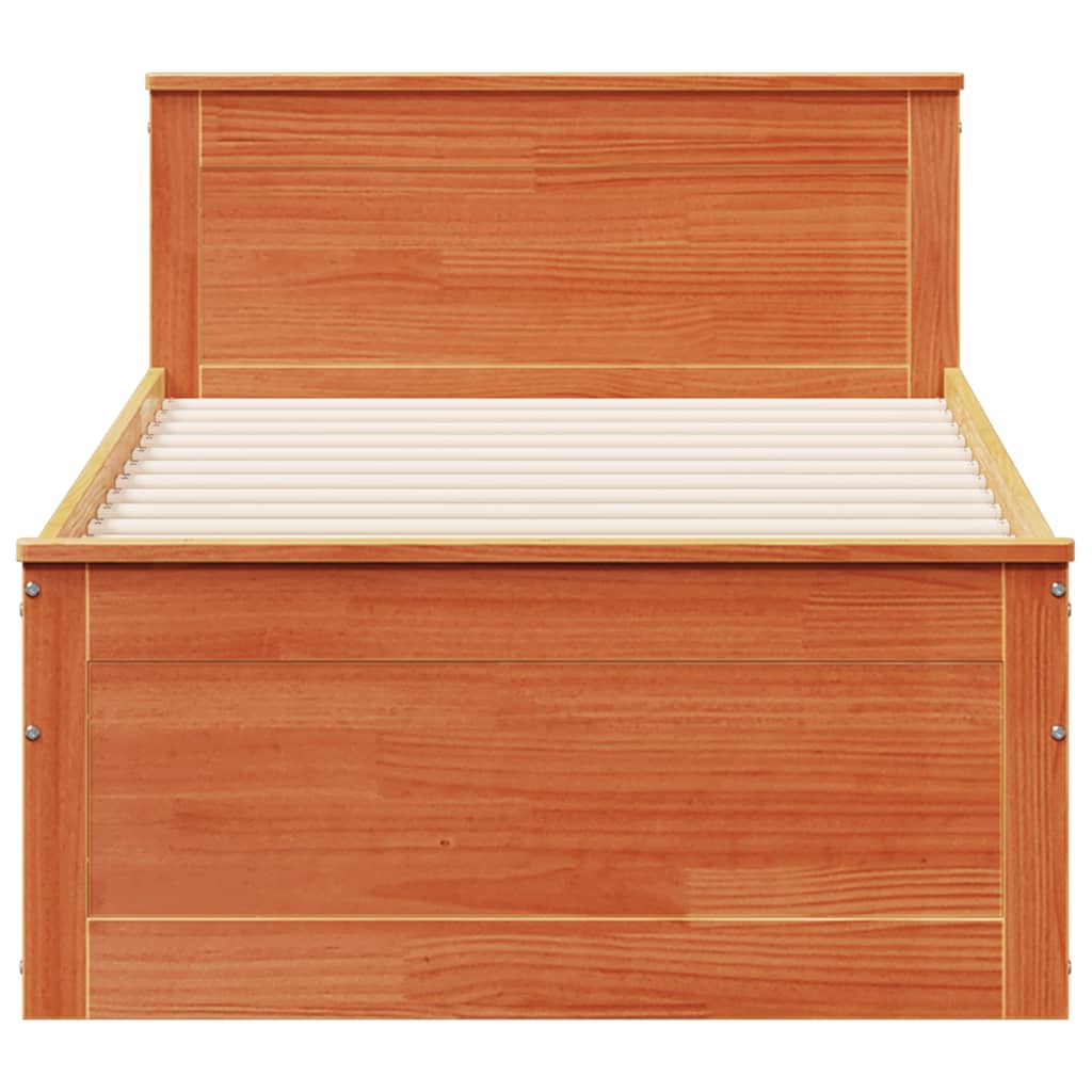 Bedframe zonder matras met hoofdbord grenenhout bruin 90x200 cm is nu te koop bij PeponiXL, paradijselijk wonen!