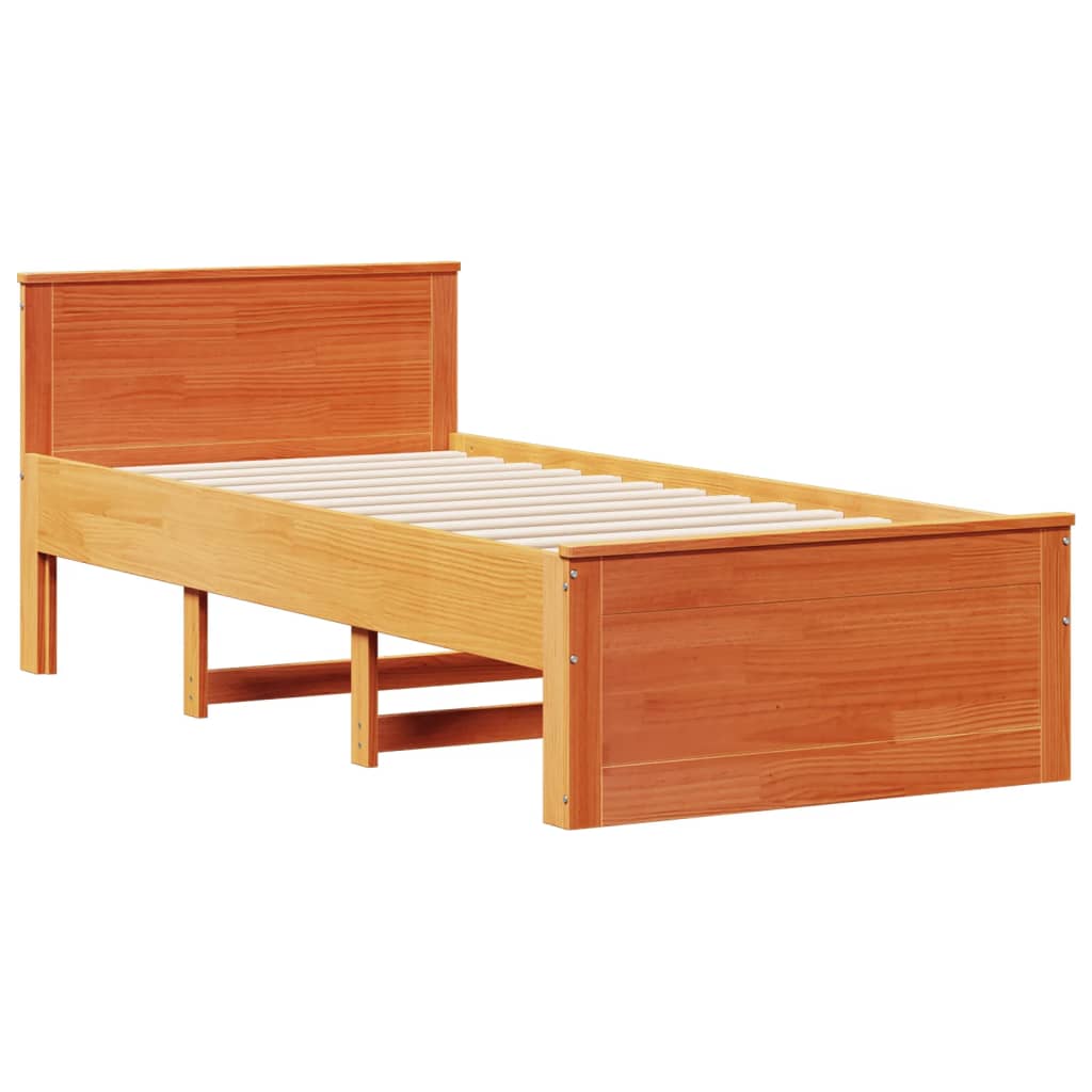 Bedframe zonder matras met hoofdbord grenenhout bruin 90x200 cm is nu te koop bij PeponiXL, paradijselijk wonen!