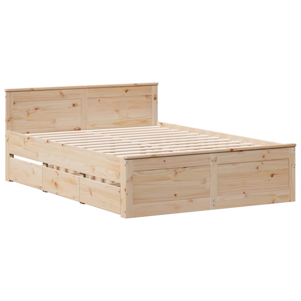Bedframe zonder matras met hoofdbord grenenhout 140x190 cm is nu te koop bij PeponiXL, paradijselijk wonen!