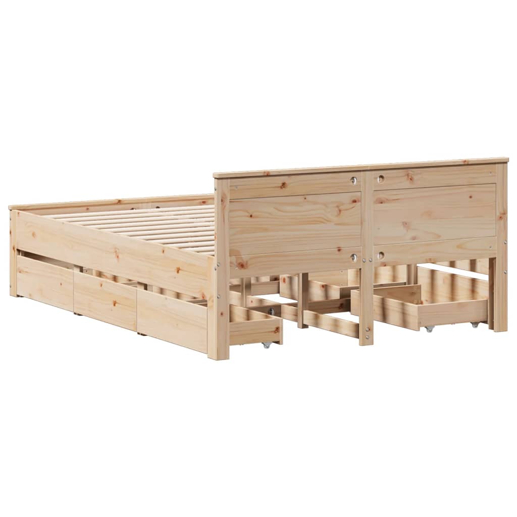 Bedframe zonder matras met hoofdbord grenenhout 140x190 cm is nu te koop bij PeponiXL, paradijselijk wonen!