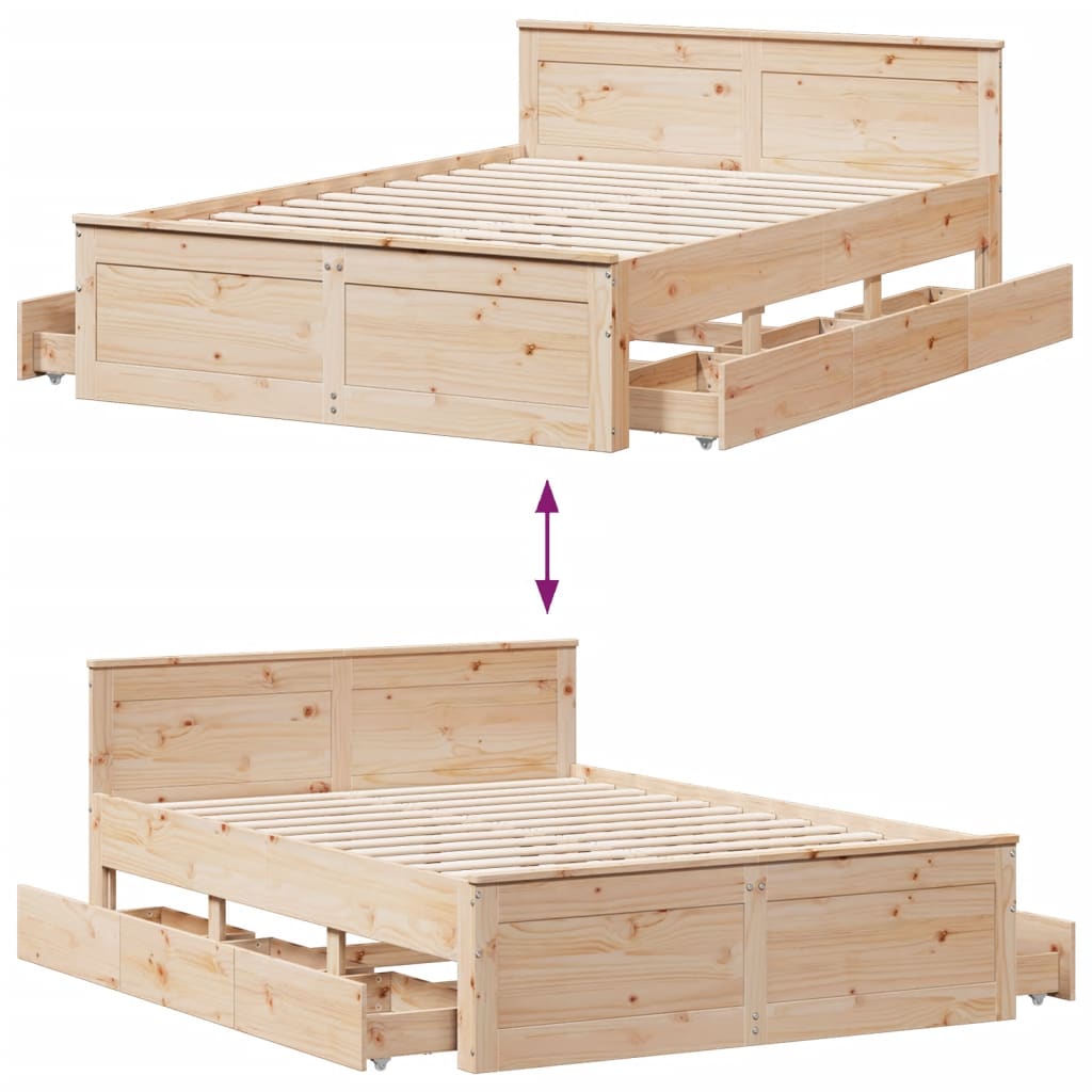 Bedframe zonder matras met hoofdbord grenenhout 140x190 cm is nu te koop bij PeponiXL, paradijselijk wonen!