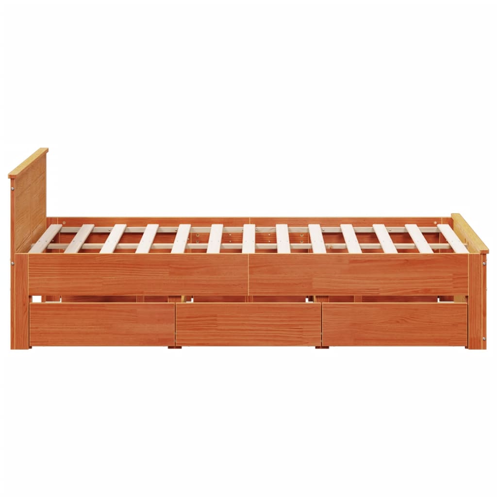 Bedframe zonder matras met hoofdbord hout wasbruin 140x190 cm is nu te koop bij PeponiXL, paradijselijk wonen!