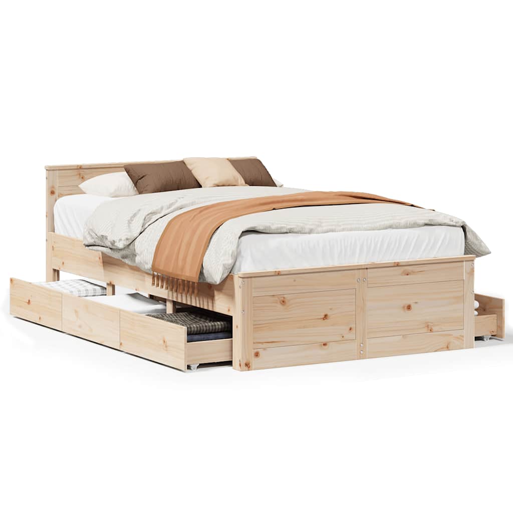 Bedframe zonder matras met hoofdbord grenenhout 135x190 cm is nu te koop bij PeponiXL, paradijselijk wonen!