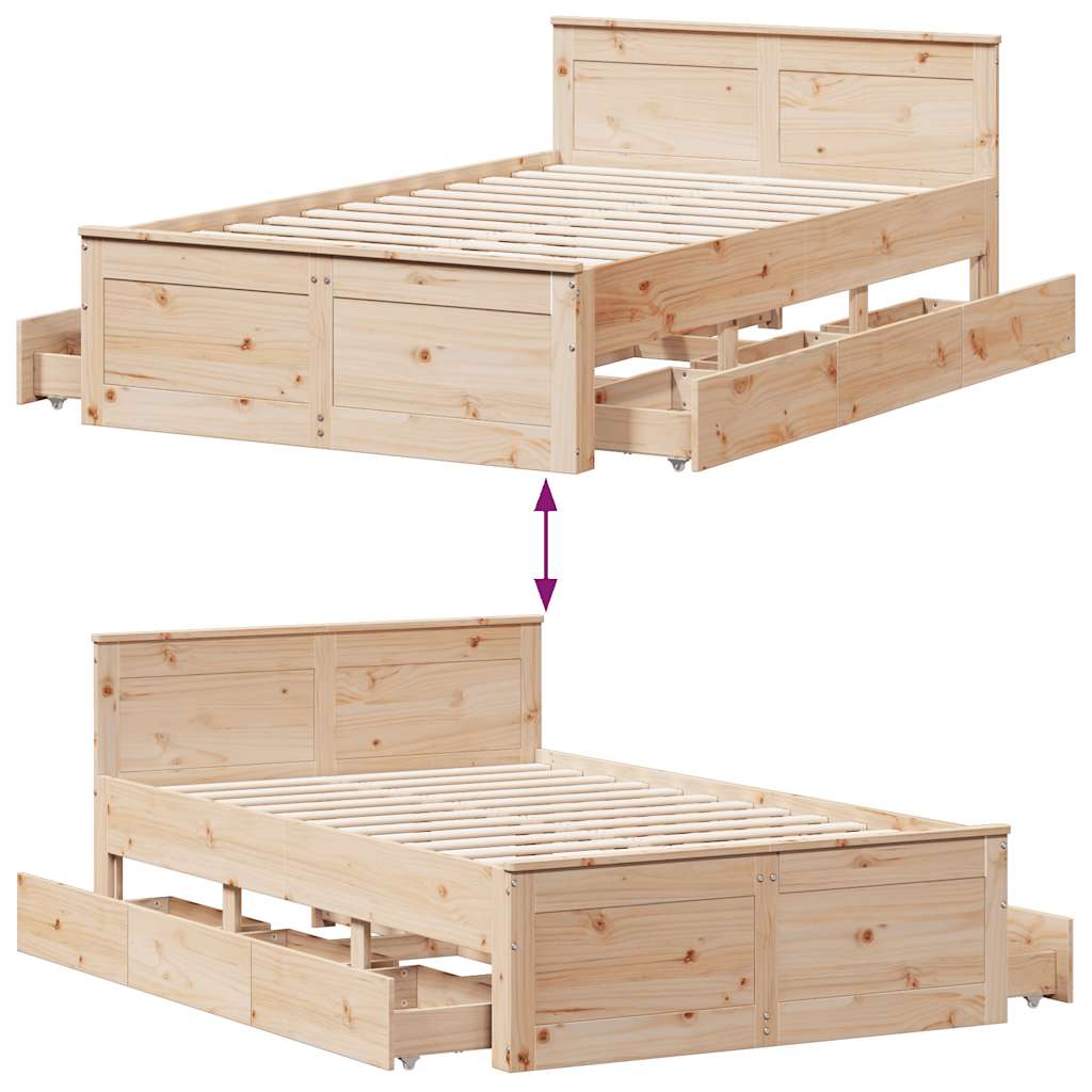 Bedframe zonder matras met hoofdbord grenenhout 135x190 cm is nu te koop bij PeponiXL, paradijselijk wonen!