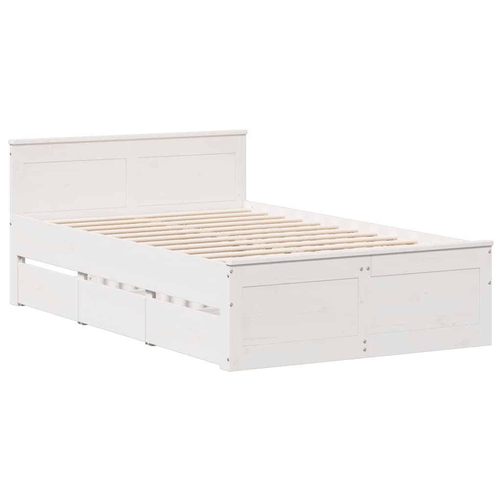 Bedframe zonder matras met hoofdbord grenenhout wit 135x190 cm is nu te koop bij PeponiXL, paradijselijk wonen!