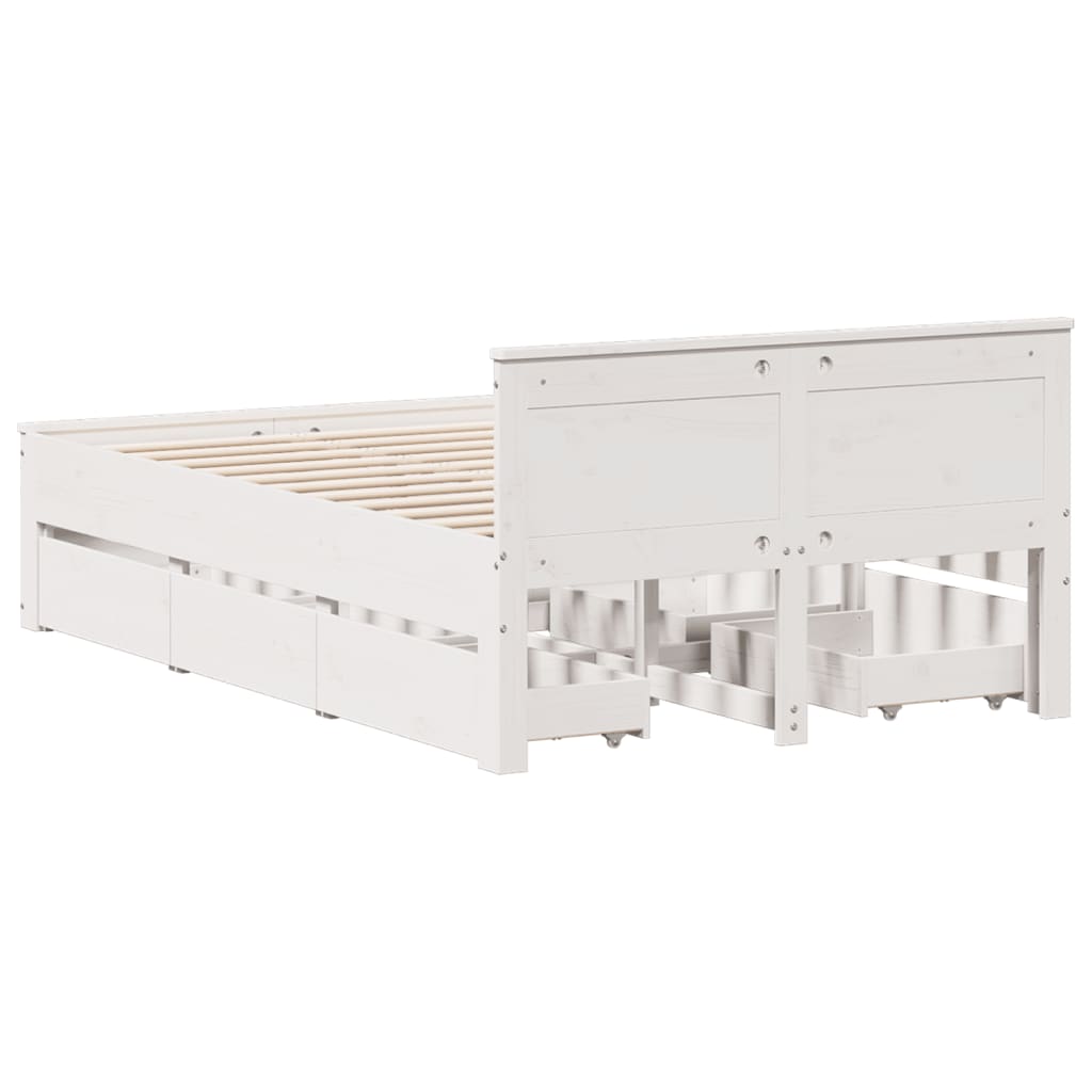Bedframe zonder matras met hoofdbord grenenhout wit 135x190 cm is nu te koop bij PeponiXL, paradijselijk wonen!