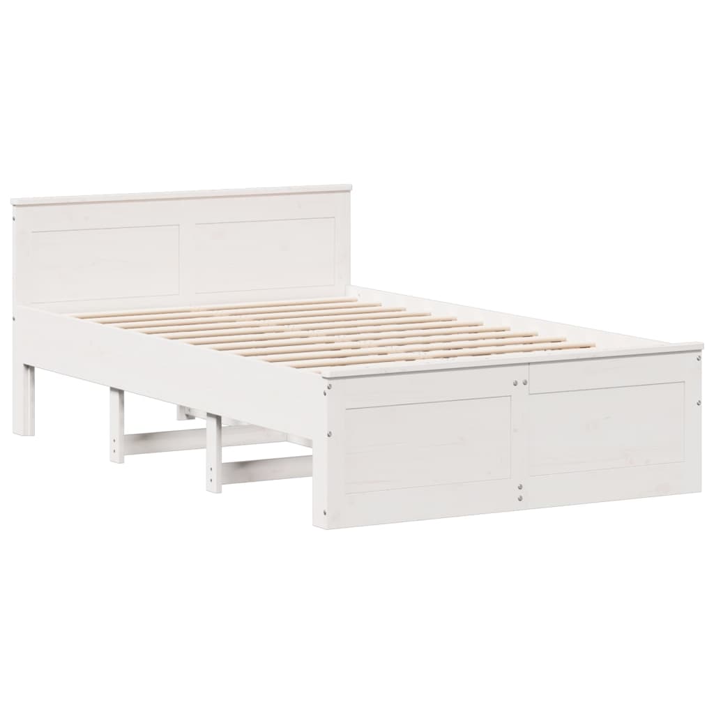 Bedframe zonder matras met hoofdbord grenenhout wit 135x190 cm is nu te koop bij PeponiXL, paradijselijk wonen!