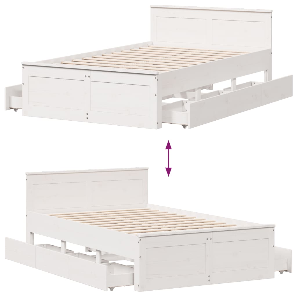 Bedframe zonder matras met hoofdbord grenenhout wit 135x190 cm is nu te koop bij PeponiXL, paradijselijk wonen!