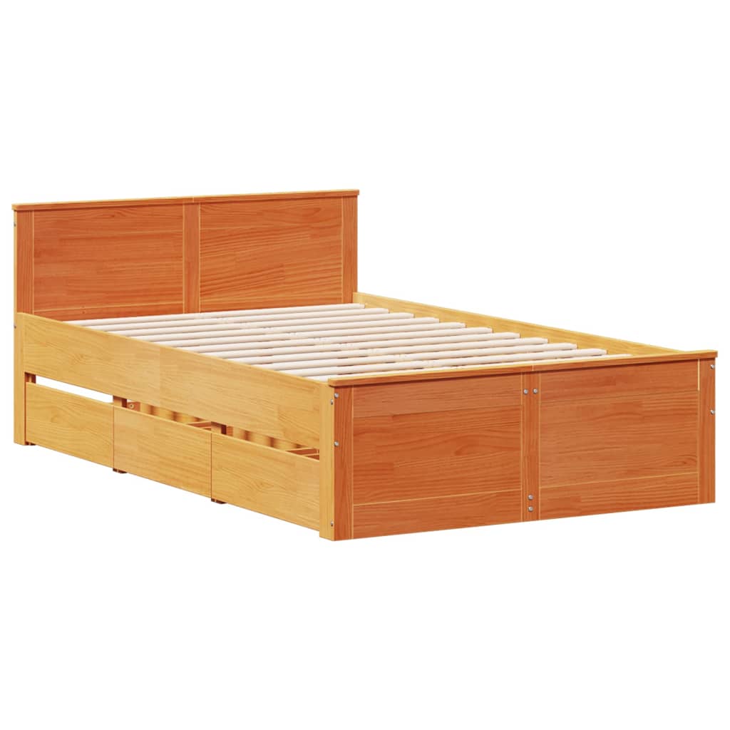 Bedframe zonder matras met hoofdbord hout wasbruin 135x190 cm is nu te koop bij PeponiXL, paradijselijk wonen!