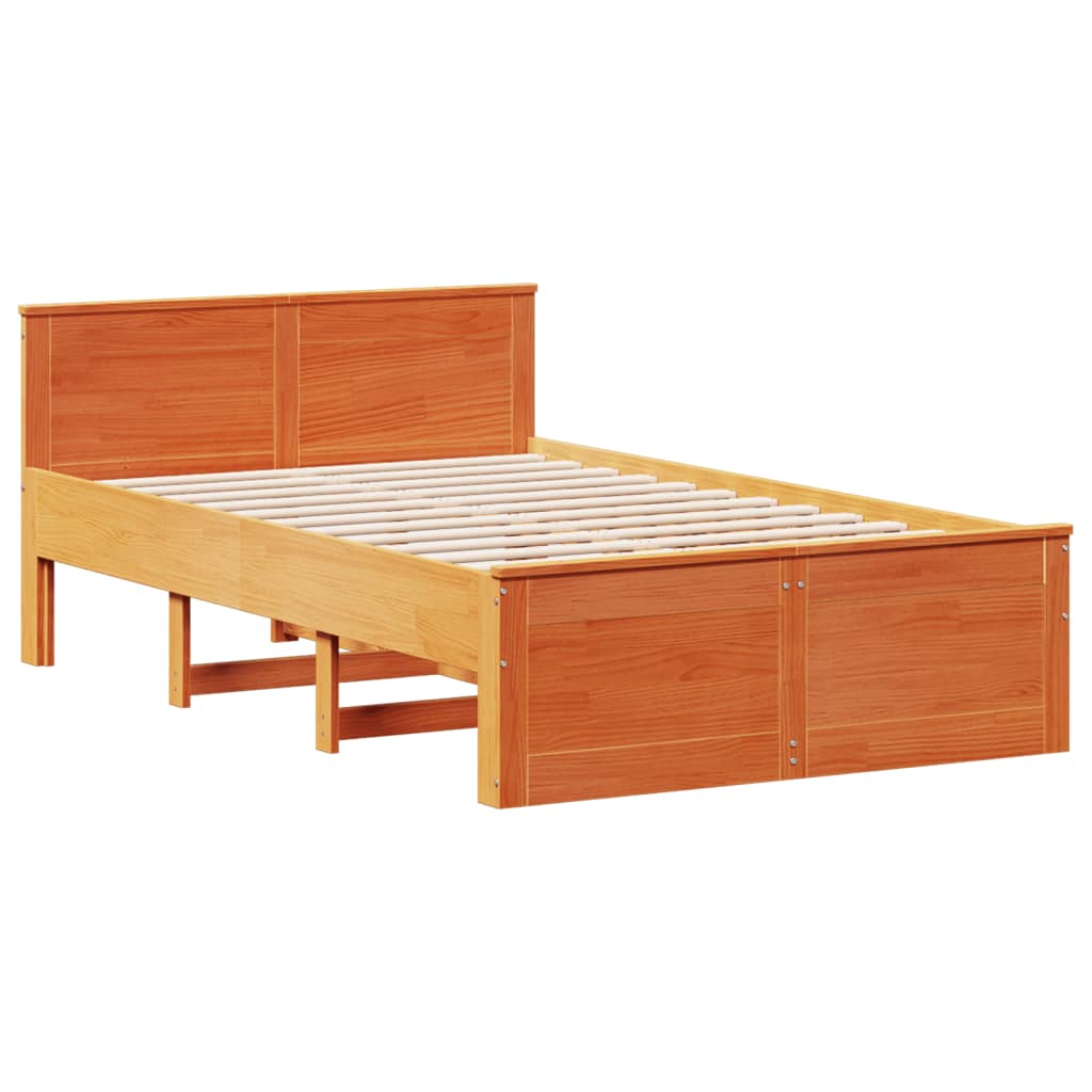 Bedframe zonder matras met hoofdbord hout wasbruin 135x190 cm is nu te koop bij PeponiXL, paradijselijk wonen!
