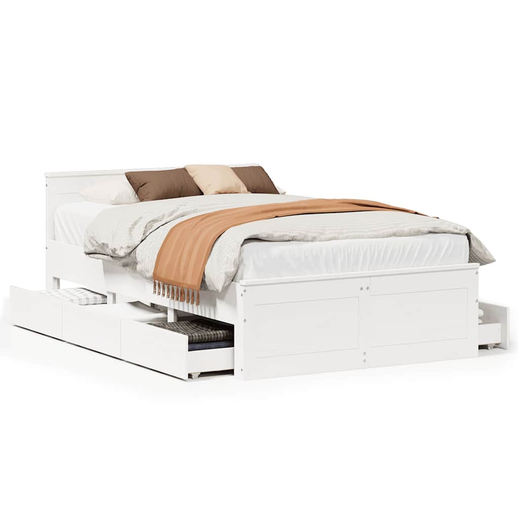 Bedframe zonder matras met hoofdbord grenenhout wit 120x190 cm is nu te koop bij PeponiXL, paradijselijk wonen!